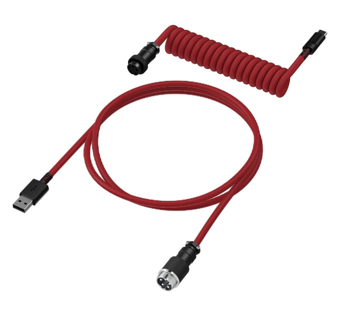 HyperX Кабель HyperX USB-A – USB-C, спіральний, 1.37 м Red/Black (6J677AA)