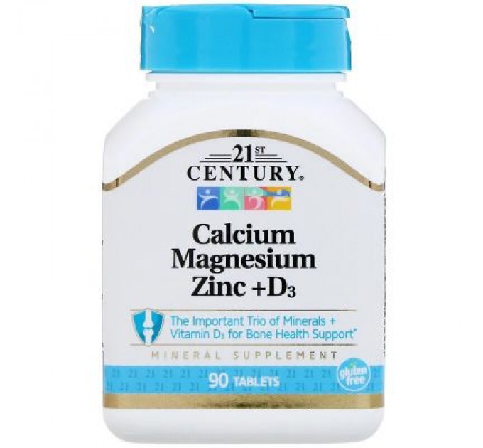 21st Century Вітамін 21st Century Кальцій, магній, цинк + D3, 90 таблеток (CEN22263)