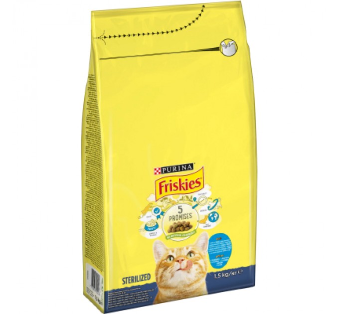 Purina Friskies Сухий корм для кішок Purina Friskies Sterile з лососем і овочами 1.5 кг (7613033002458)