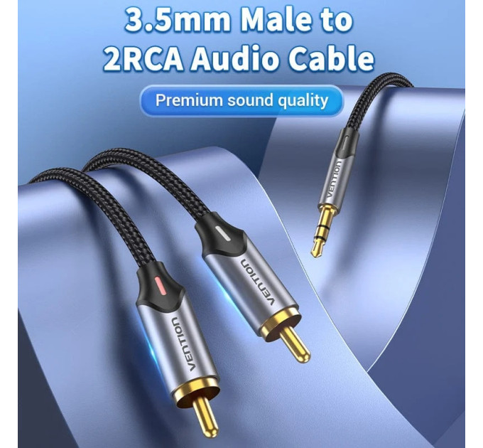 Vention Кабель Vention 3.5 мм - 2xRCA (M/M), 1.5 м, Black (BCNBG)