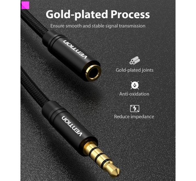Vention Кабель Vention 3.5 мм - 3.5 мм (M/F), 2 м, Black (BHBBH)