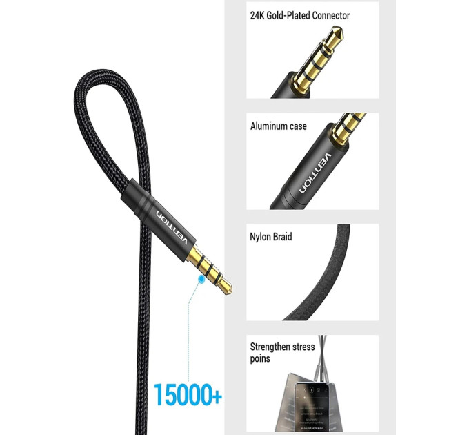 Vention Кабель Vention 3.5 мм - 3.5 мм (M/F), 2 м, Black (BHBBH)