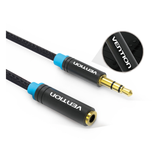 Vention Кабель Vention Audio 3.5 мм - 3.5 мм (М/F), 2 м, чорний (VAB-B06-B200-M)