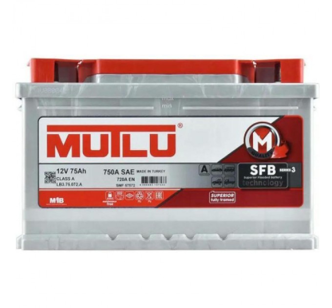 MUTLU Акумулятор автомобільний MUTLU 6СТ-75 (0) SFB LB3.75.072.A