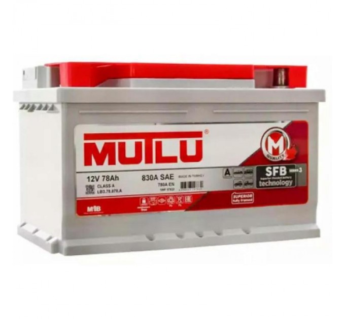 MUTLU Акумулятор автомобільний MUTLU 6СТ-78 (0) SFB LB3.78.078.A