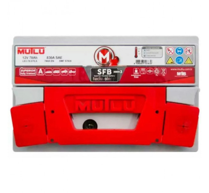 MUTLU Акумулятор автомобільний MUTLU 6СТ-78 (0) SFB LB3.78.078.A