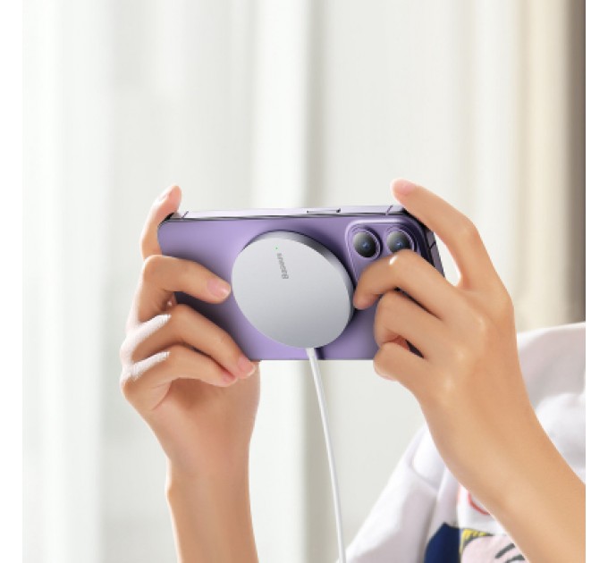 Baseus Зарядний пристрій Baseus Simple Mini3 Magnetic Wireless Charger 15W Silver (CCJJ040012)