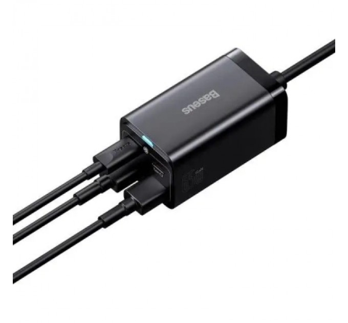Baseus Зарядний пристрій Baseus 2xUSB-C 65W + 2xUSB GaN + cable USB-C to USB-C 100W 1.0m black (CCGP040101)