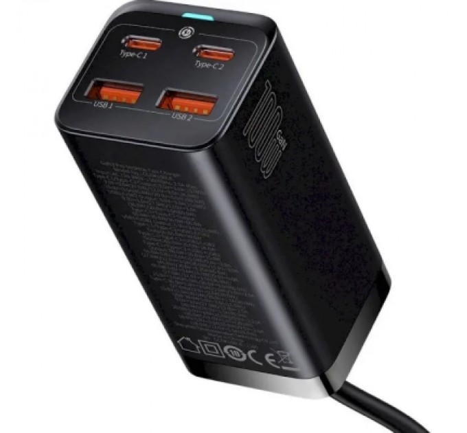 Baseus Зарядний пристрій Baseus 2xUSB-C 100W + 2xUSB GaN black (CCGP000101)