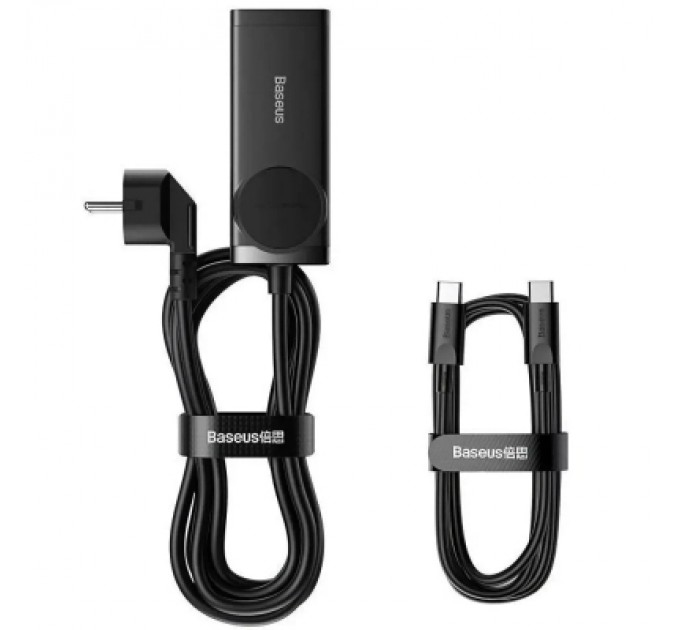 Baseus Зарядний пристрій Baseus AC + 2xUSB-C 100W + 2xUSB + cable USB-C to USB-C 100W 1.0m black (PSZM000401)