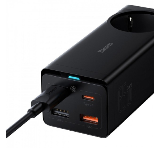 Baseus Зарядний пристрій Baseus AC + 2xUSB-C 65W + 2xUSB black (PSZM000901)