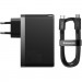 Baseus Зарядний пристрій Baseus 2xUSB-C 140W + 1xUSB GaN + cable USB-C to USB-C black (CCGP100201)