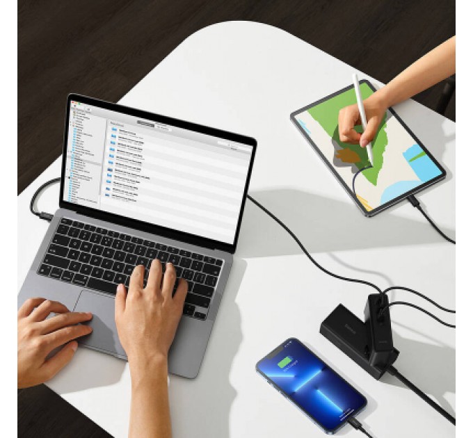 Baseus Зарядний пристрій Baseus 2xUSB-C 140W + 1xUSB GaN + cable USB-C to USB-C black (CCGP100201)