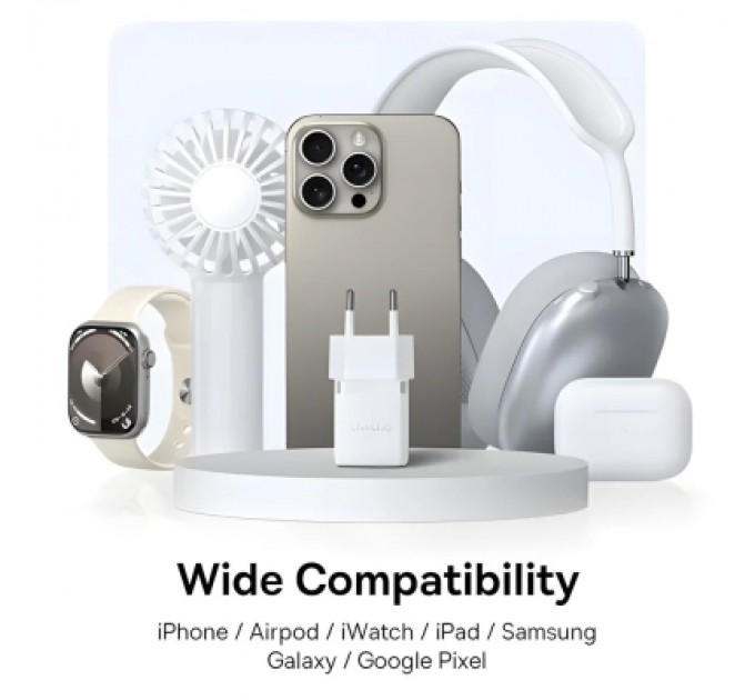 Baseus Зарядний пристрій Baseus 1xUSB-C 20W + 1xUSB white + cable USB-C to USB-C 60W 1.0m (P10111608213-01)