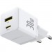 Baseus Зарядний пристрій Baseus 1xUSB-C 30W + 1xUSB white (P1011160A213-00)