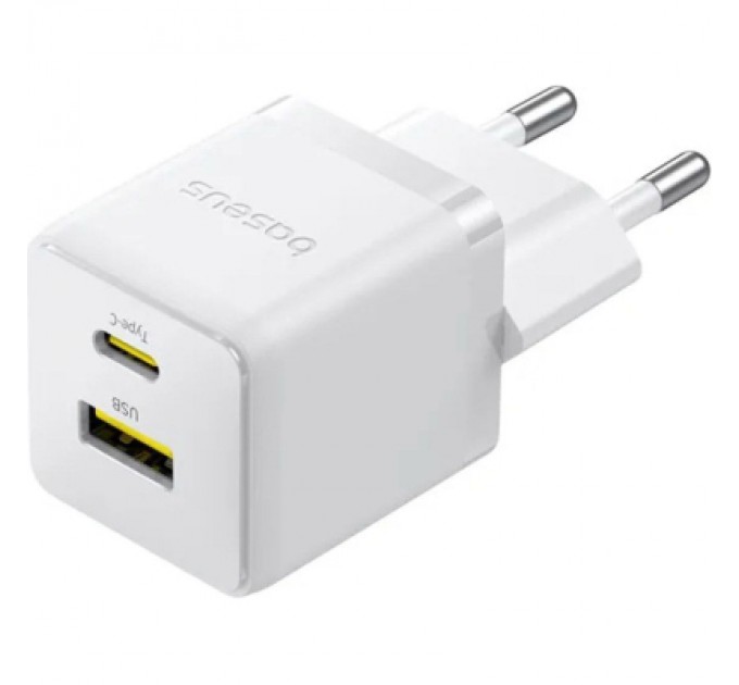 Baseus Зарядний пристрій Baseus 1xUSB-C 30W + 1xUSB white (P1011160A213-00)