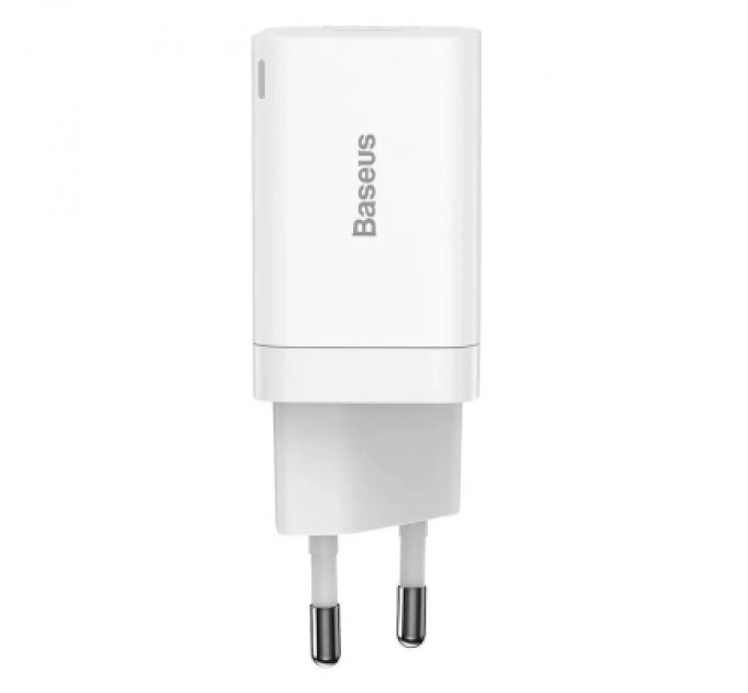 Baseus Зарядний пристрій Baseus 1xUSB-C 30W + 1xUSB white (CCSUPP-E02)