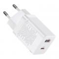 Baseus Зарядний пристрій Baseus 1xUSB-C 30W + 1xUSB white (CCSUPP-E02)