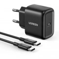 Ugreen Зарядний пристрій Ugreen USB-C PD25W + cable USB-C to USB-C 2.0m CD250 black (50581)