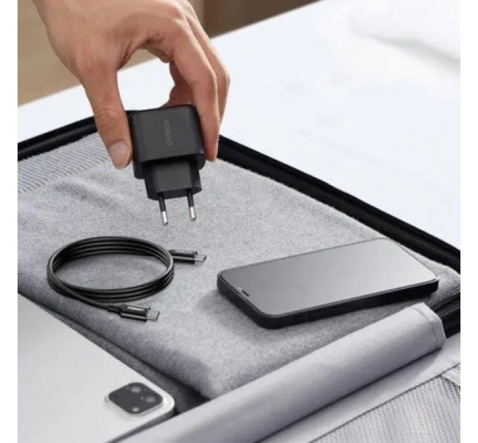 Ugreen Зарядний пристрій Ugreen USB-C PD25W + cable USB-C to USB-C 2.0m CD250 black (50581)