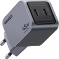 Ugreen Зарядний пристрій Ugreen 2xUSB-C PD45W GaN X707 gray (35008)