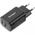 Essager Зарядний пристрій Essager 1xUSB + 1xUSB-C PD30W black (ECTPQS-ZTB01)