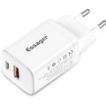 Essager Зарядний пристрій Essager 1xUSB + 1xUSB-C PD30W white (ECTPQS-ZTB02)