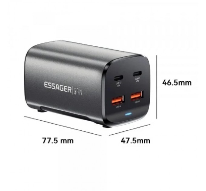 Essager Зарядний пристрій Essager 2xUSB-C + 2xUSB 67W GaN (ECT2AC-JYB0G-Z)