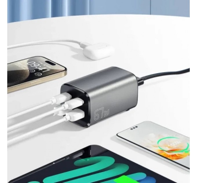 Essager Зарядний пристрій Essager 2xUSB-C + 2xUSB 67W GaN (ECT2AC-JYB0G-Z)