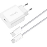 Зарядний пристрій Essager USB-C PD20W + cable USB-C to USB-C white (EFJB02-JSTT2-T)