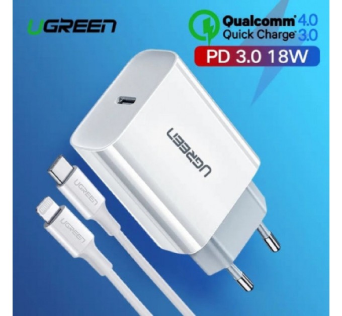 Ugreen Зарядний пристрій Ugreen CD137 Type-C PD 20W Charger (White) (60450)