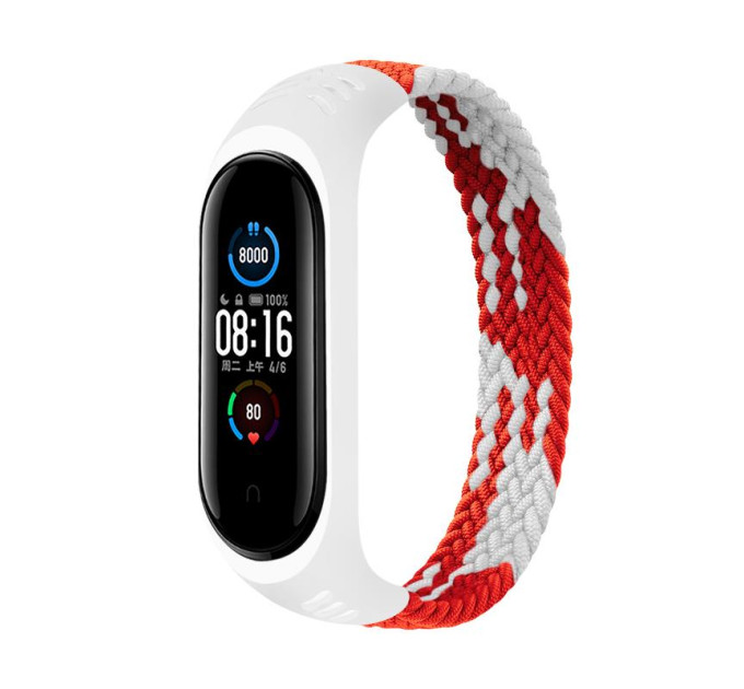BeCover Ремінець BeCover Elastic Nylon Style для Xiaomi Mi Smart Band 5/Mi Smart Band 6 Size L Red/White (706159)