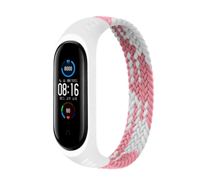 BeCover Ремінець BeCover Elastic Nylon Style для Xiaomi Mi Smart Band 5/Mi Smart Band 6 Size S Pink/White (706142)