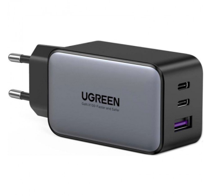 Ugreen Зарядний пристрій Ugreen 3xUSB 65W GaN (2хUSB-C+USB-A) CD244 Grey (10335)