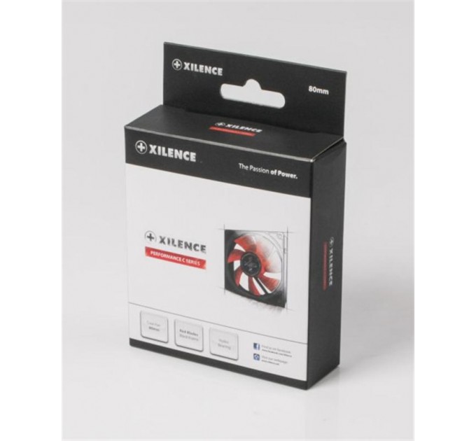 Xilence Вентилятор Xilence XPF80.R (XF037), 80х80х25мм, 3-pin+4-pin, Black/Red
