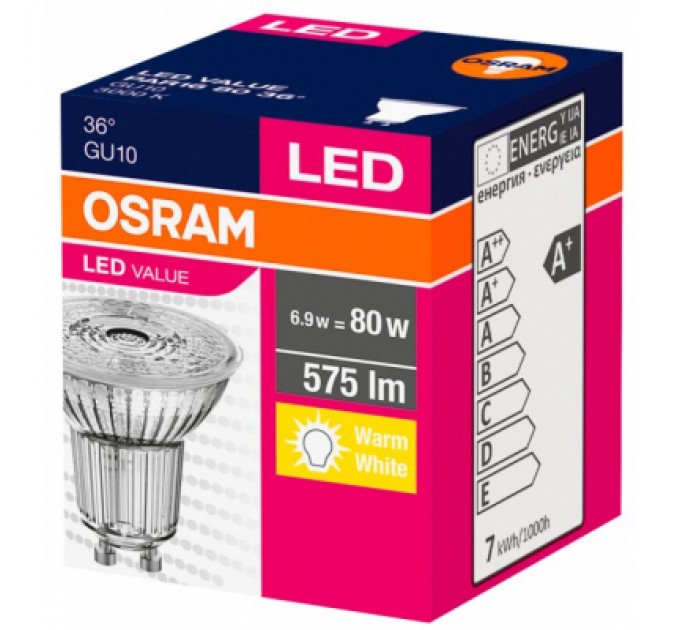 Osram Лампочка Osram LED VALUE GU10 6.9-80W 3000K 230V PAR16 (4058075096646)