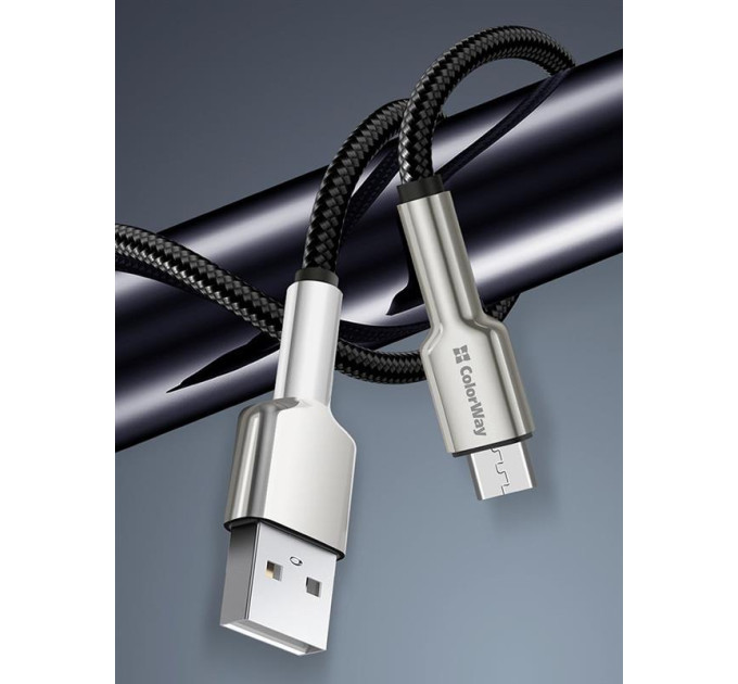 ColorWay Кабель ColorWay USB - micro USB (M/M), Metal Head, 2.4 А, 1 м, Black (CW-CBUM046-BK)