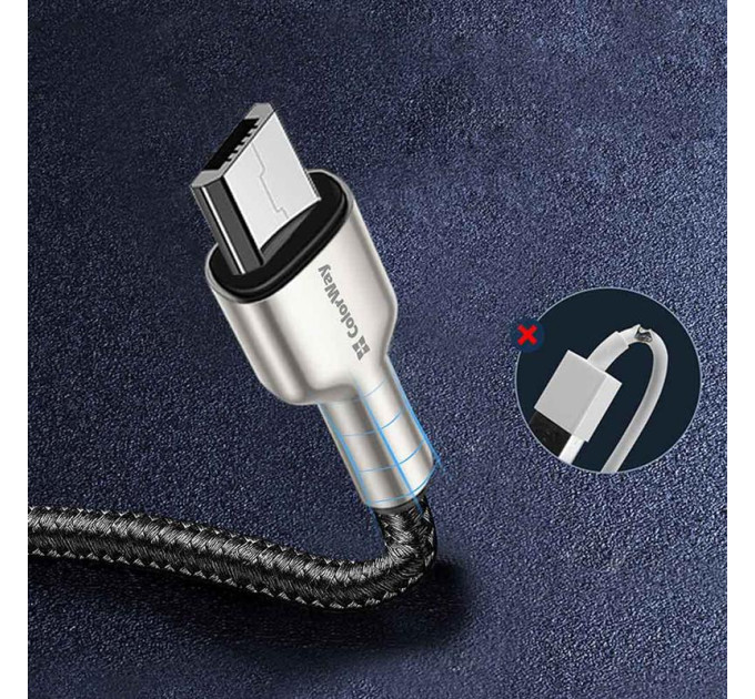 ColorWay Кабель ColorWay USB - micro USB (M/M), Metal Head, 2.4 А, 1 м, Black (CW-CBUM046-BK)