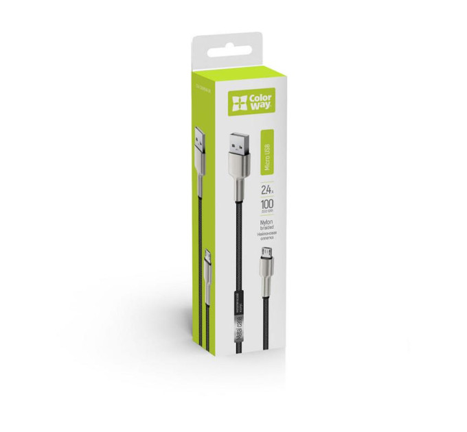 ColorWay Кабель ColorWay USB - micro USB (M/M), Metal Head, 2.4 А, 1 м, Black (CW-CBUM046-BK)