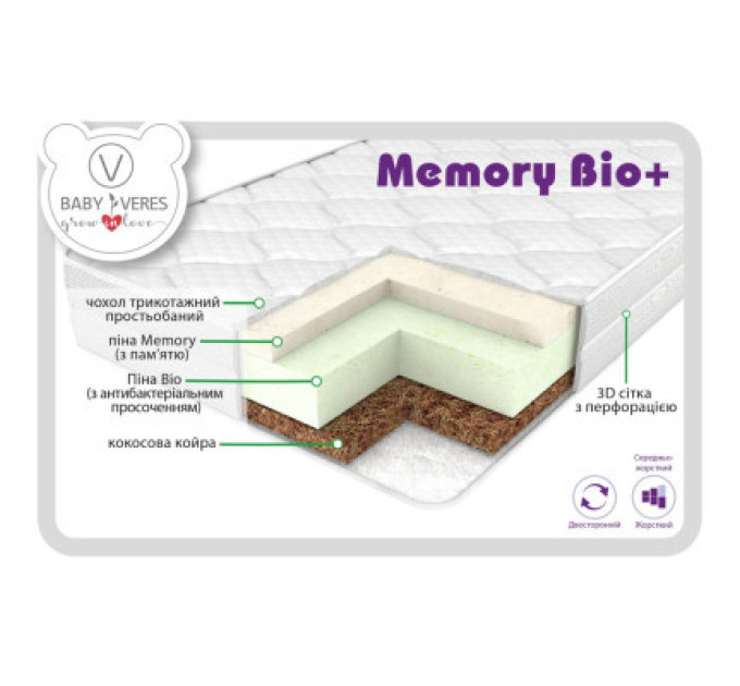 Верес Матрац для дитячого ліжечка Верес Memory bio+ 10см (50.7.04)