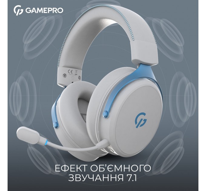 GamePro Навушники GamePro Asgard Skadi Wireless White/Blue (HSW191WB)
