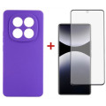 Dengos Чохол до мобільного телефона Dengos Kit Xiaomi Redmi Note 14 Pro case Carbon + glass (Purple) (DG-KM-130)