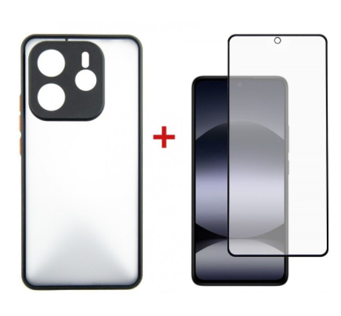 Dengos Чохол до мобільного телефона Dengos Kit Xiaomi Redmi Note 14 case Matte + glass (Black) (DG-KM-127)