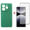 Dengos Чохол до мобільного телефона Dengos Kit Xiaomi Redmi Note 14 case Soft + glass (Mint) (DG-KM-131)
