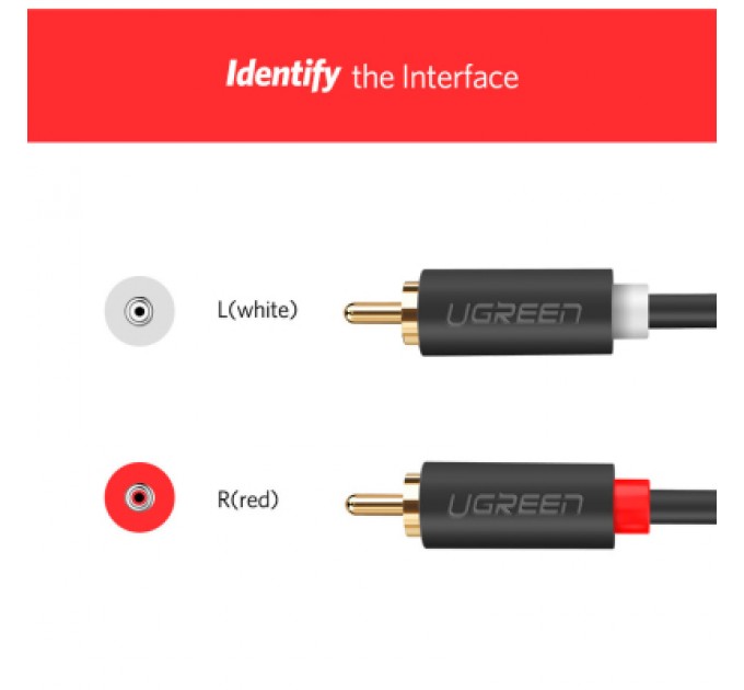 Ugreen Кабель мультимедійний 2xRCA M to 2xRCA M 2.0m AV104 black Ugreen (10518)