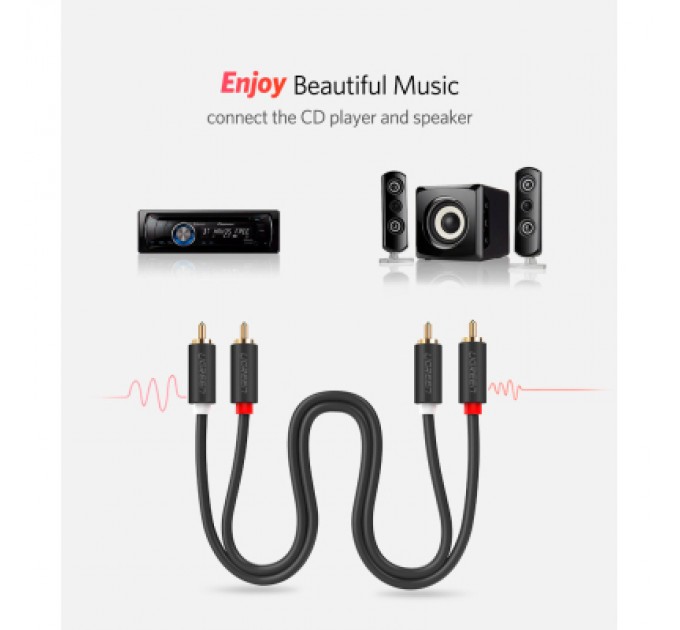 Ugreen Кабель мультимедійний 2xRCA M to 2xRCA M 3.0m AV104 black Ugreen (10519)