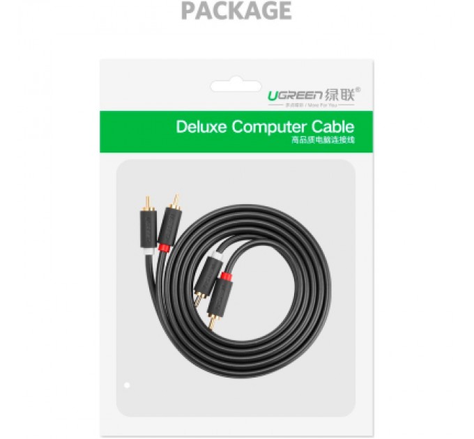 Ugreen Кабель мультимедійний 2xRCA M to 2xRCA M 3.0m AV104 black Ugreen (10519)