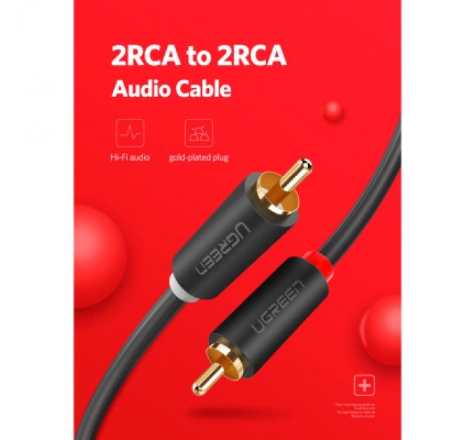 Ugreen Кабель мультимедійний 2xRCA M to 2xRCA M 3.0m AV104 black Ugreen (10519)