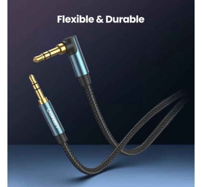 Ugreen Кабель мультимедійний 3.5mm M to 3.5mm M 1.5m 90° corner AV112 blue Ugreen (60180)