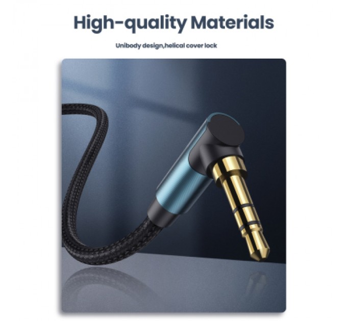 Ugreen Кабель мультимедійний 3.5mm M to 3.5mm M 1.5m 90° corner AV112 blue Ugreen (60180)